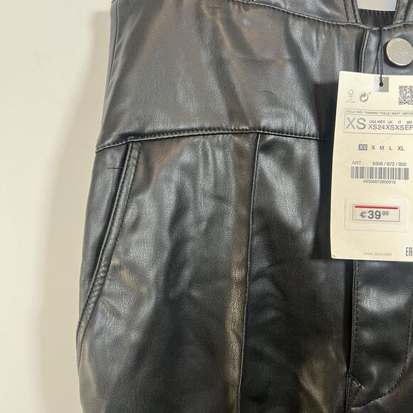 Zara Faux Leather Overalls Jumpsuit XS NWT bloggers favorite straight leg - Picture 8 of 11